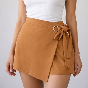 Sugarlips Tan Wrap Skort | High Waisted O-Ring Tie Front | Size S